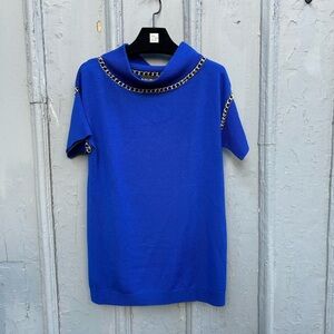 Boutique Moschino Blue Chain Detail Sweater, size 8